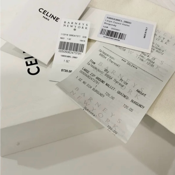 CELINE- ZIP WALLET in deep burgundy calfskin - Picture 7 of 12